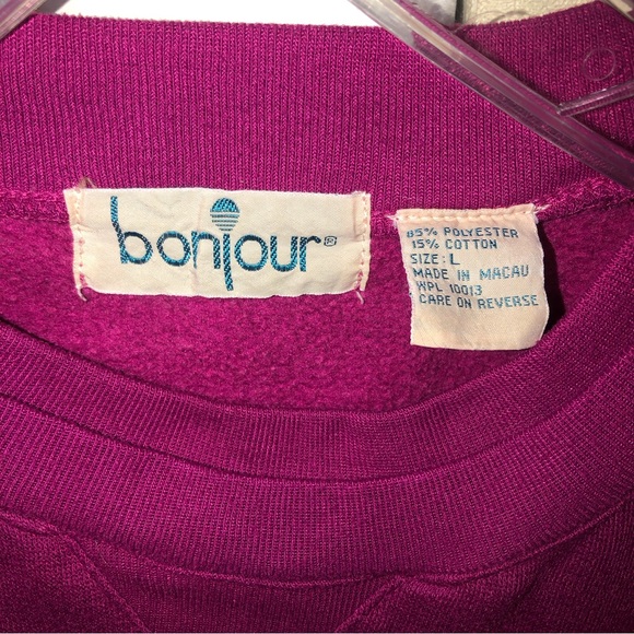 #1049 Bonjour, vintage sweatshirt Upper front pocket large - Picture 5 of 6